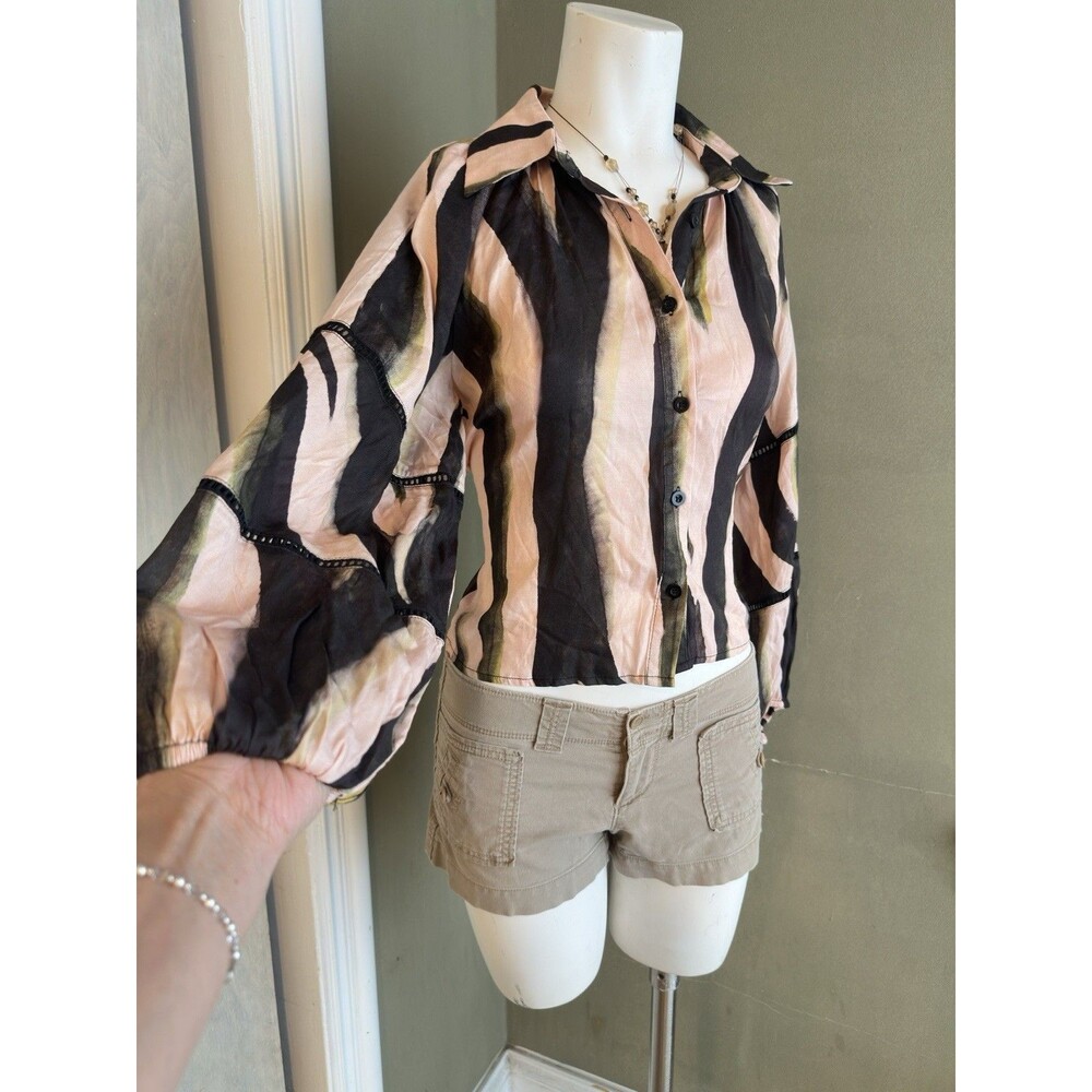 Anthropologie Self Contrast Long-Sleeve artsy XS puffy sleeves